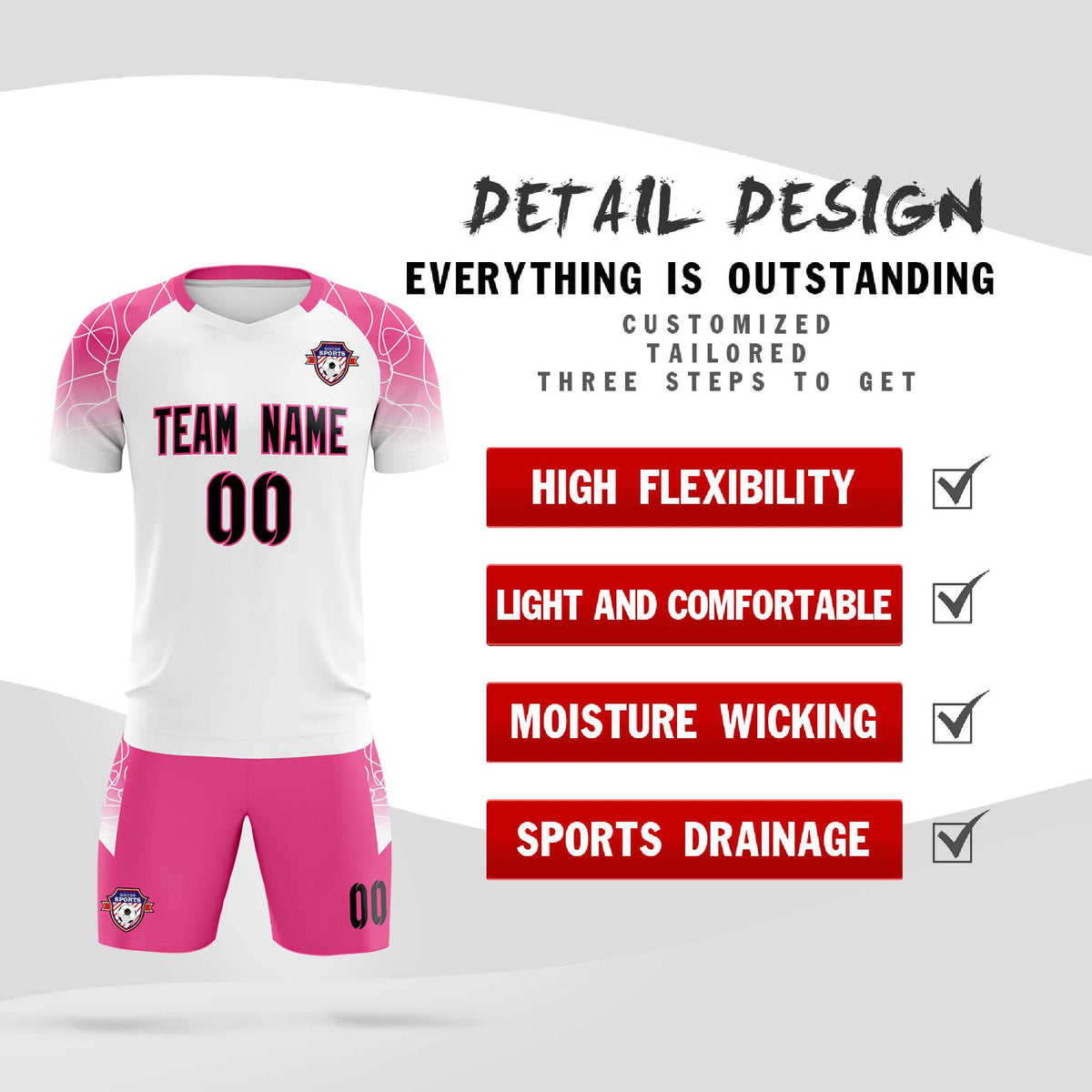 Custom White Classic Football Training Kit Jersey For Adults/Kids