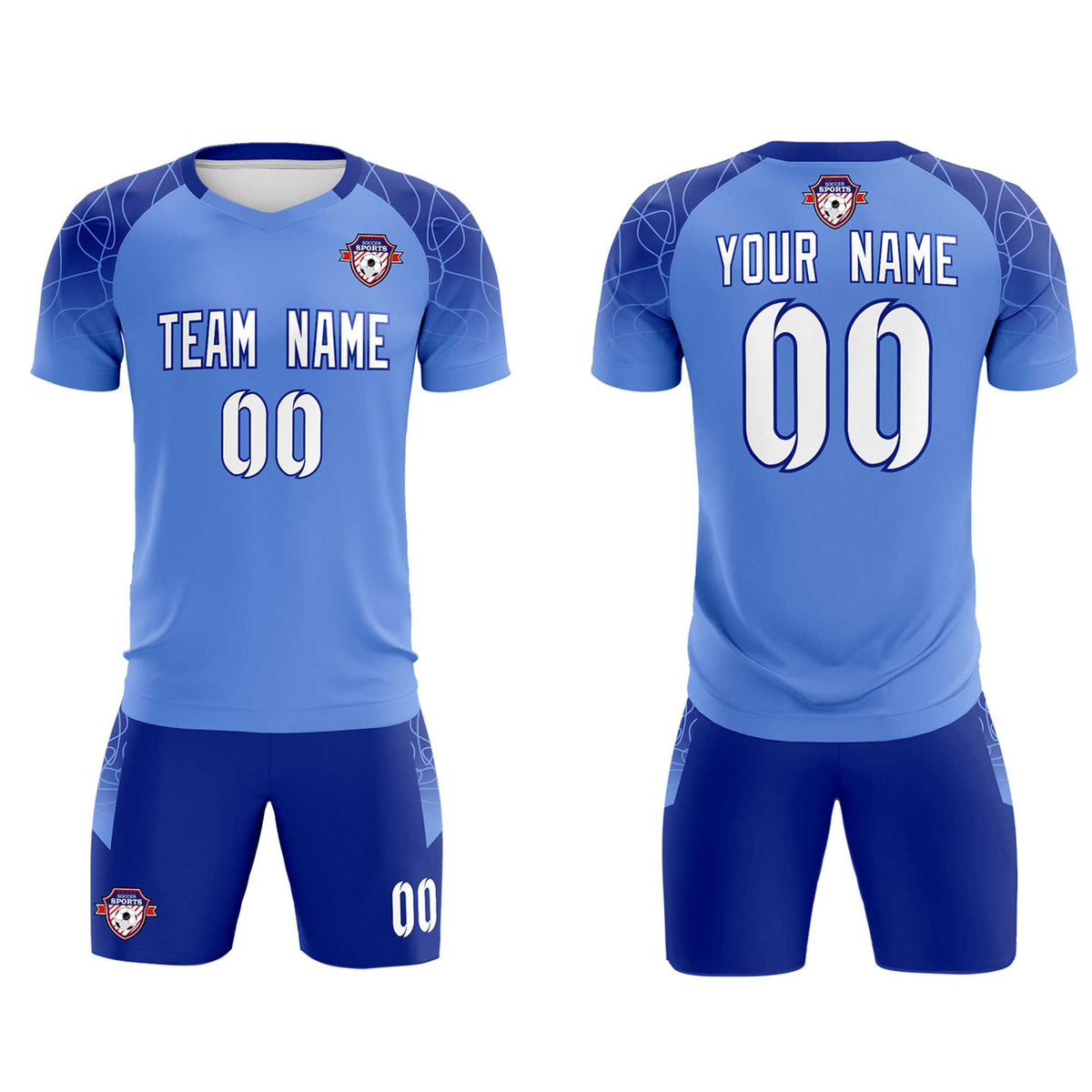 Custom Light Blue Classic Football Training Kit Jersey For Adults/Kids