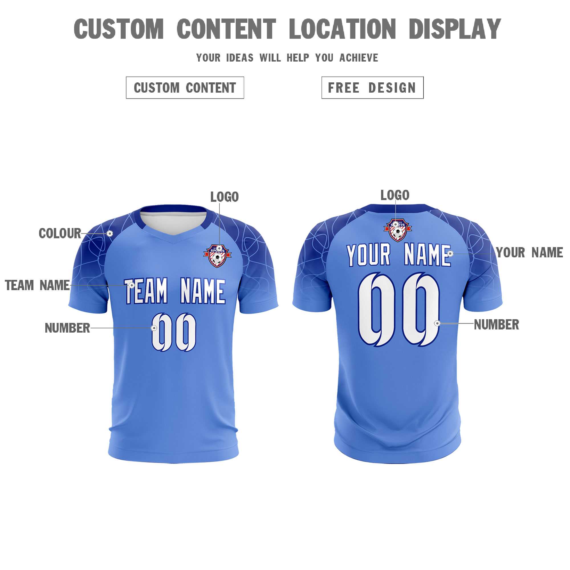 Custom Light Blue Classic Football Training Kit Jersey For Adults/Kids