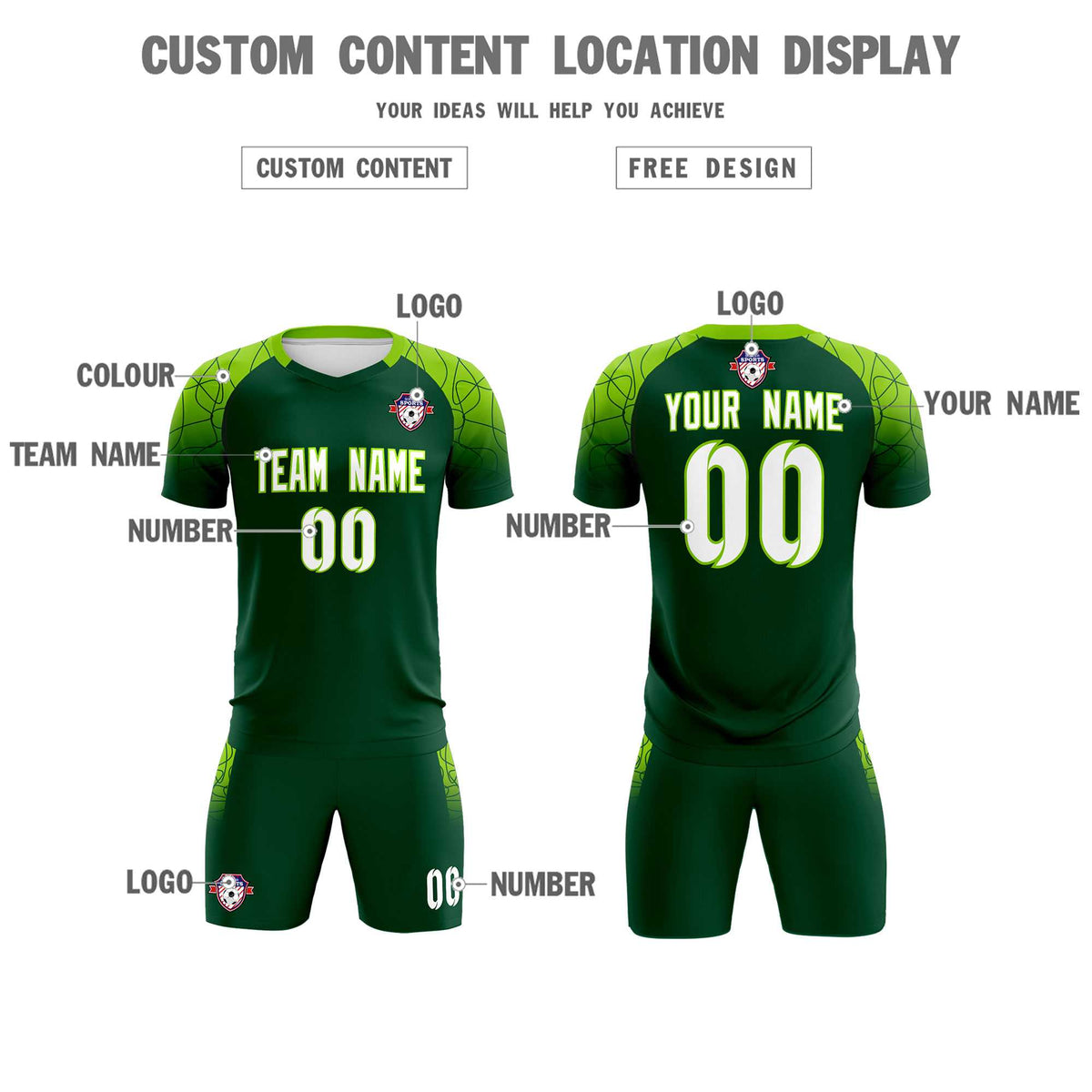 Custom Green Classic Football Training Kit Jersey For Adults/Kids