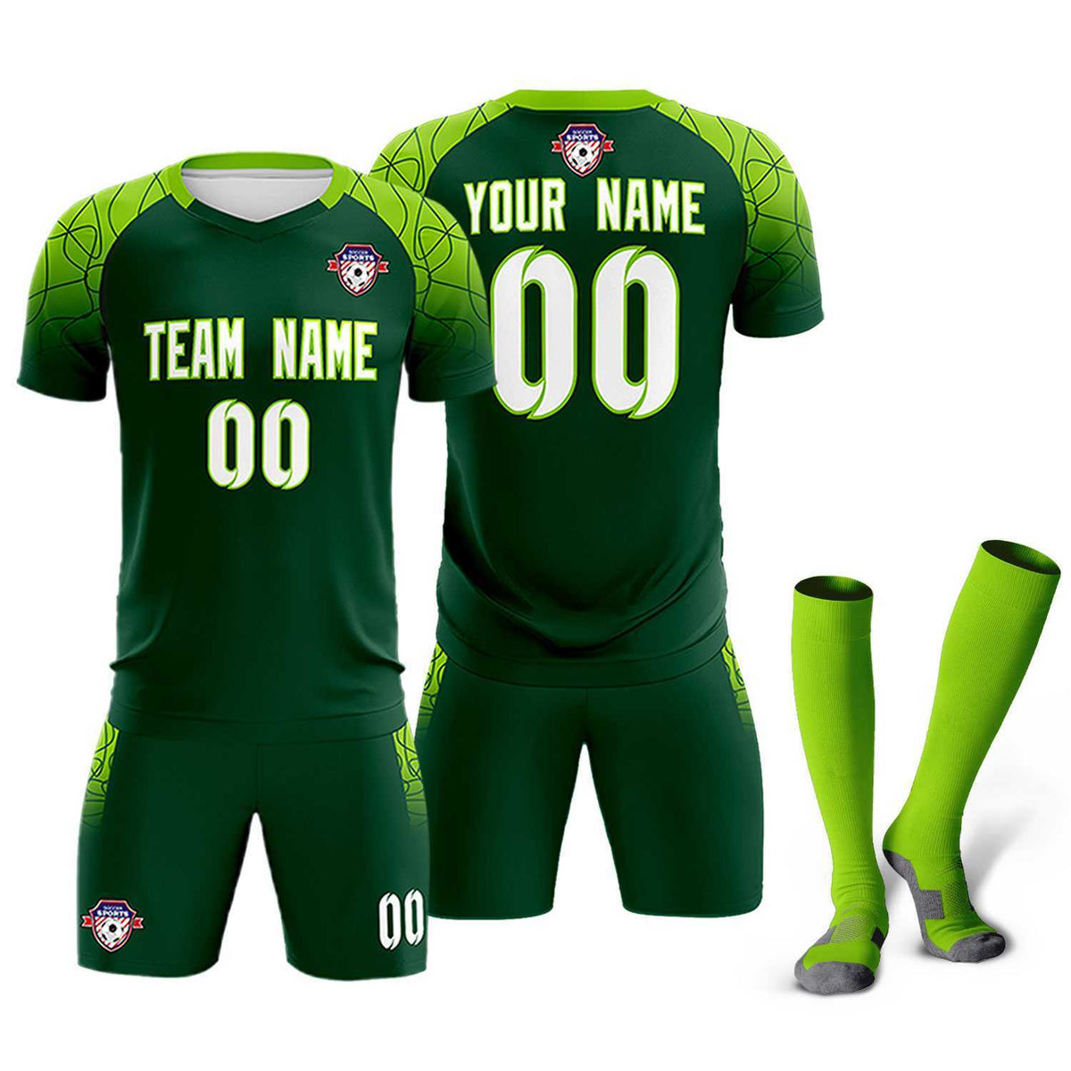 Custom Green Classic Football Training Kit Jersey For Adults/Kids