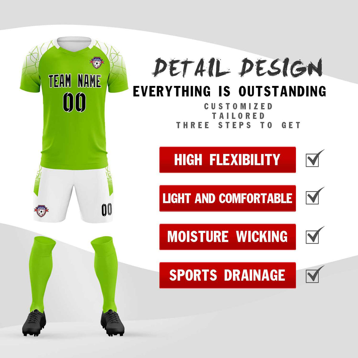 Custom Green Classic Football Training Kit Jersey For Adults/Kids