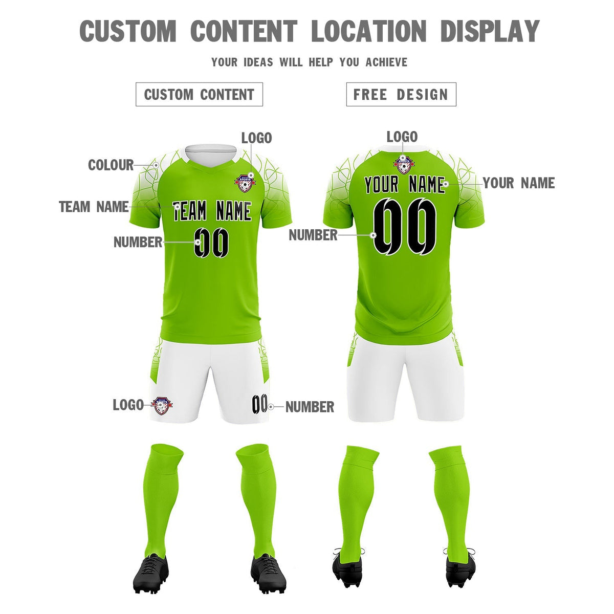 Custom Green Classic Football Training Kit Jersey For Adults/Kids