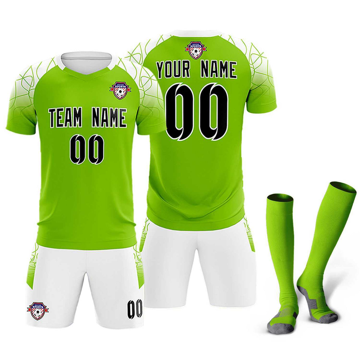 Custom Green Classic Football Training Kit Jersey For Adults/Kids