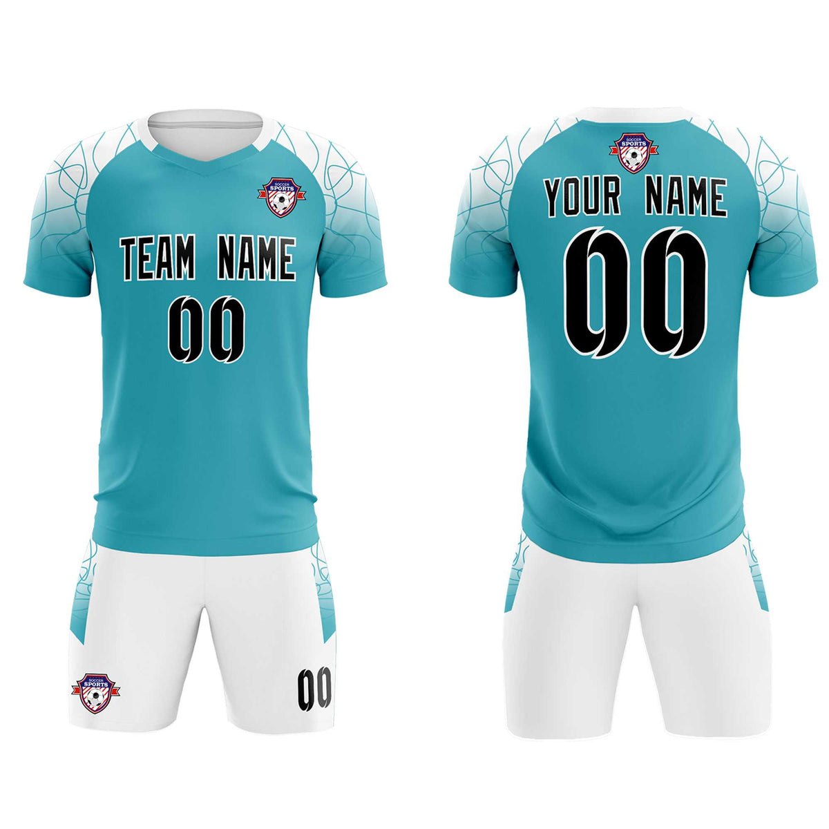 Custom Aqua Classic Football Training Kit Jersey For Adults/Kids