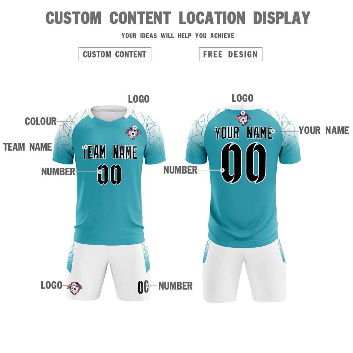 Custom Aqua Classic Football Training Kit Jersey For Adults/Kids