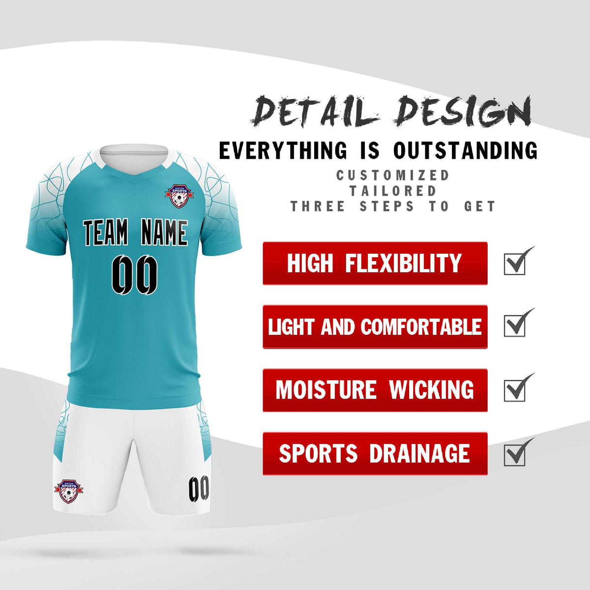 Custom Aqua Classic Football Training Kit Jersey For Adults/Kids