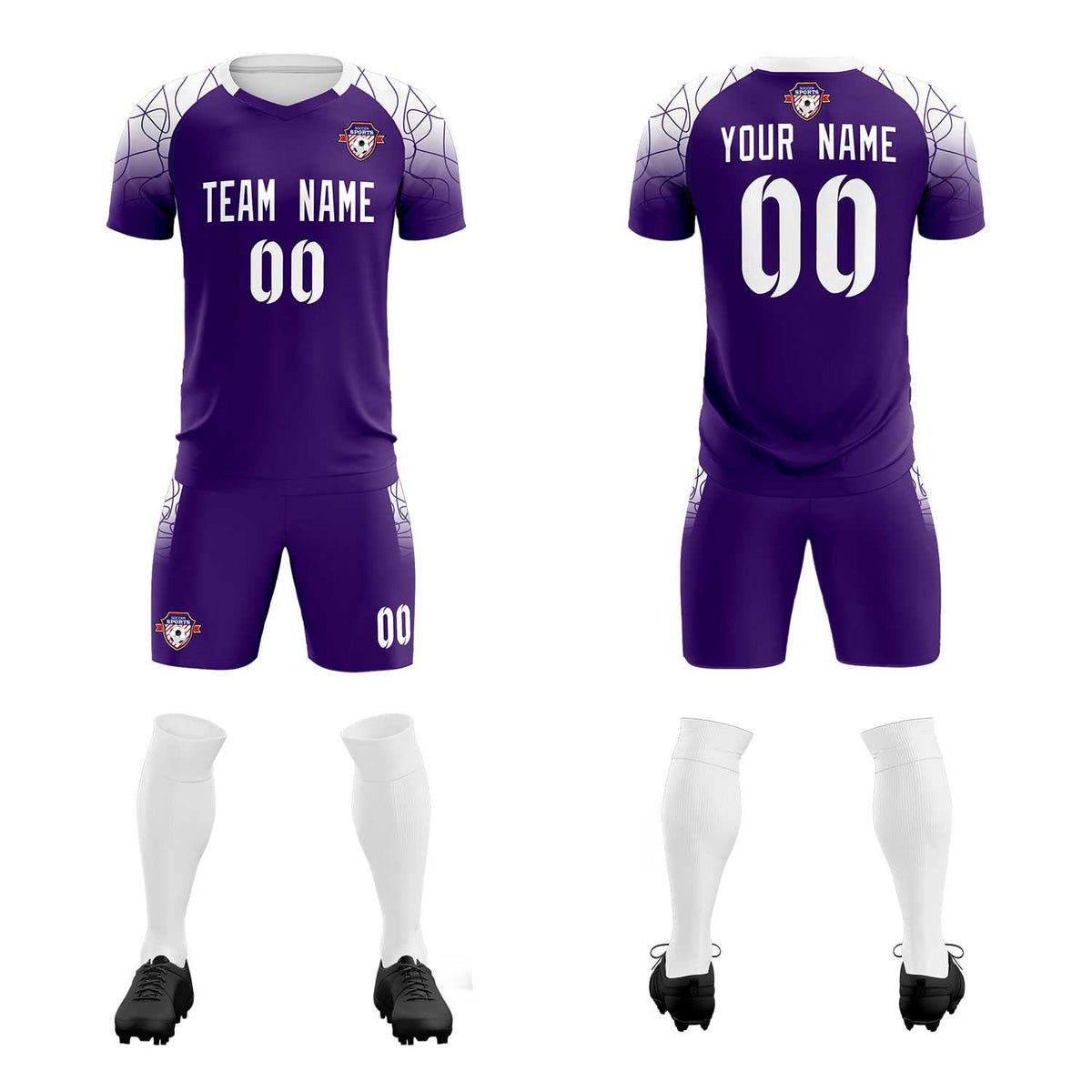 Custom Purple Classic Football Training Kit Jersey For Adults/Kids