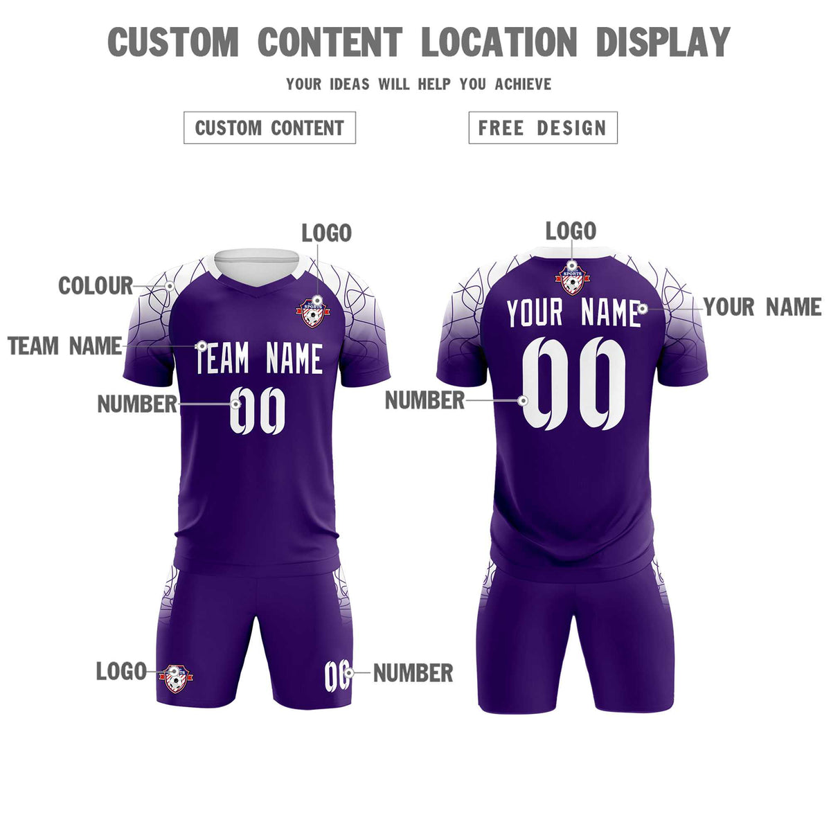 Custom Purple Classic Football Training Kit Jersey For Adults/Kids