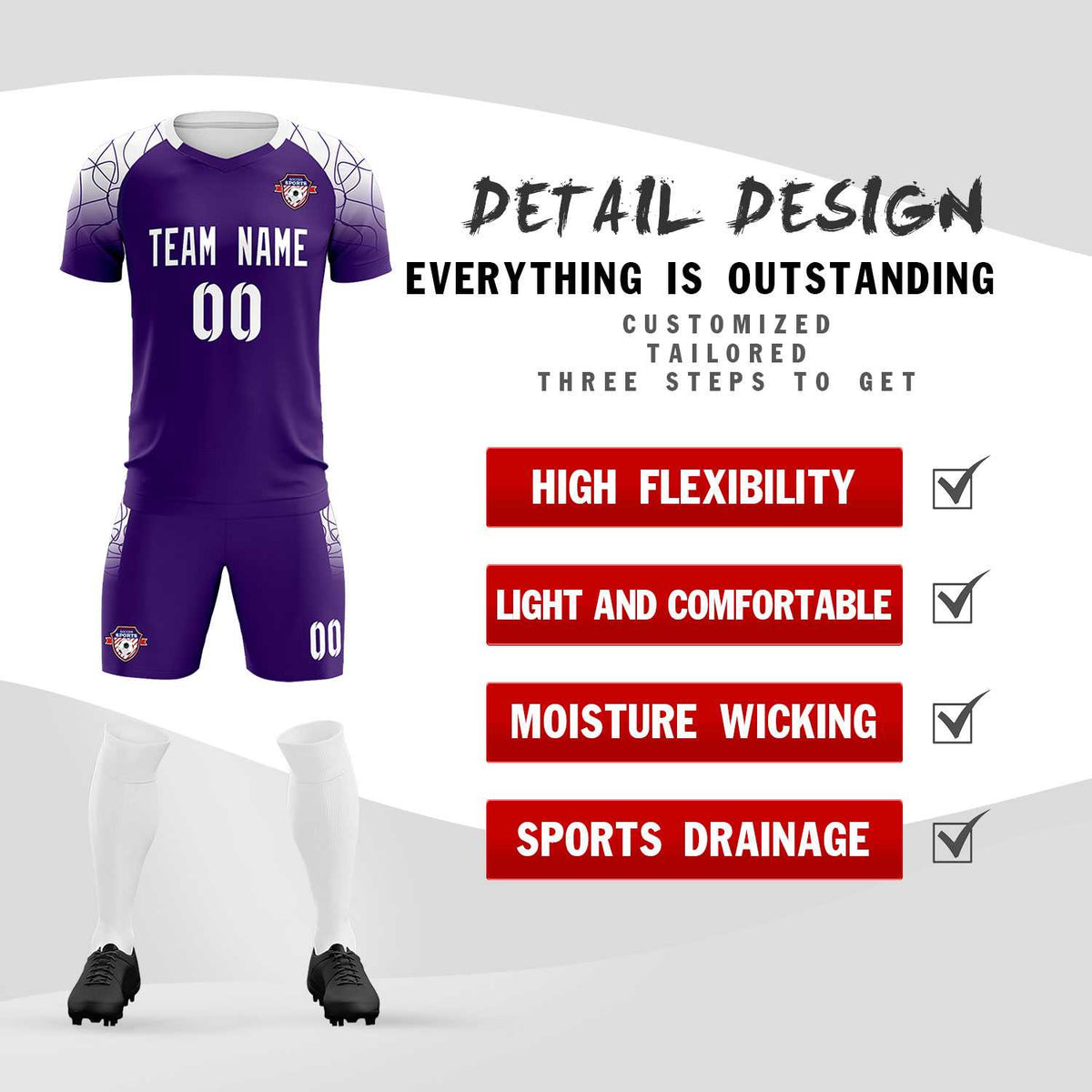 Custom Purple Classic Football Training Kit Jersey For Adults/Kids