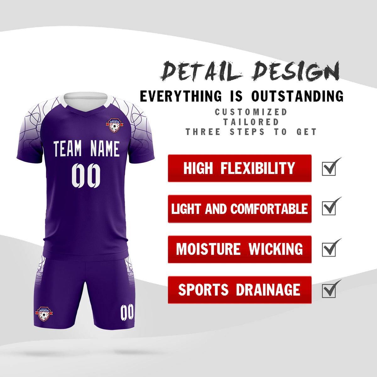 Custom Purple Classic Football Training Kit Jersey For Adults/Kids