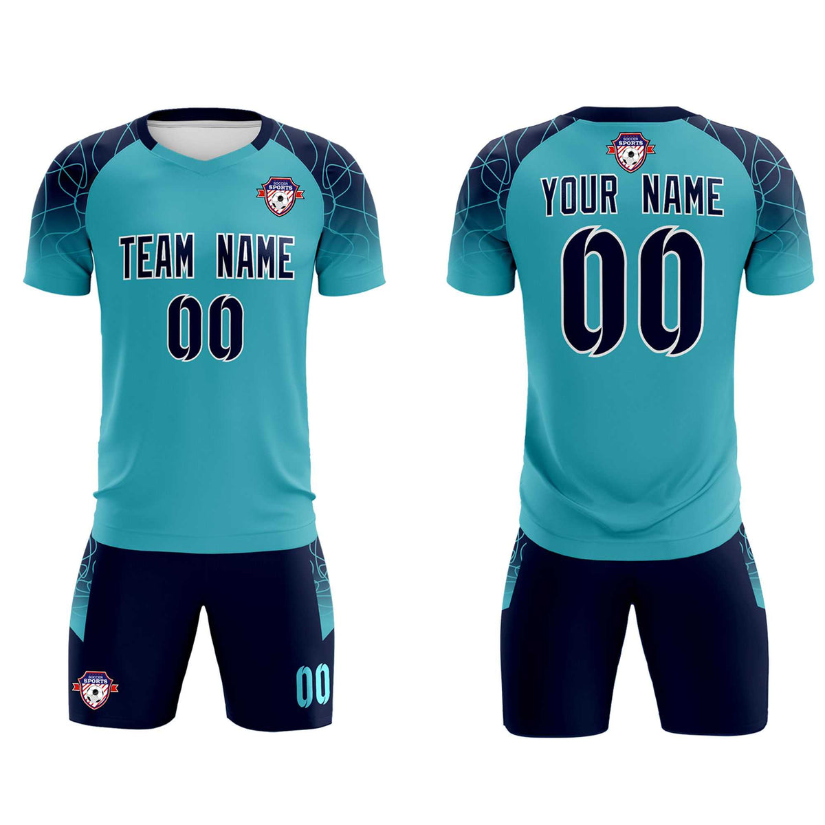 Custom Sky Blue Classic Football Training Kit Jersey For Adults/Kids