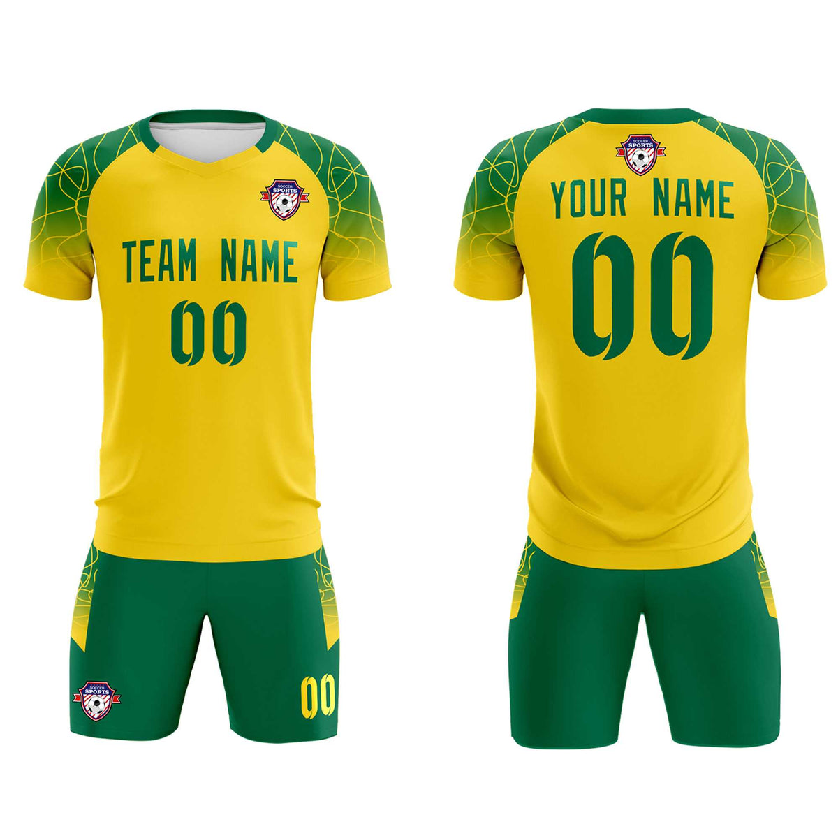 Custom Gold Classic Football Training Kit Jersey For Adults/Kids
