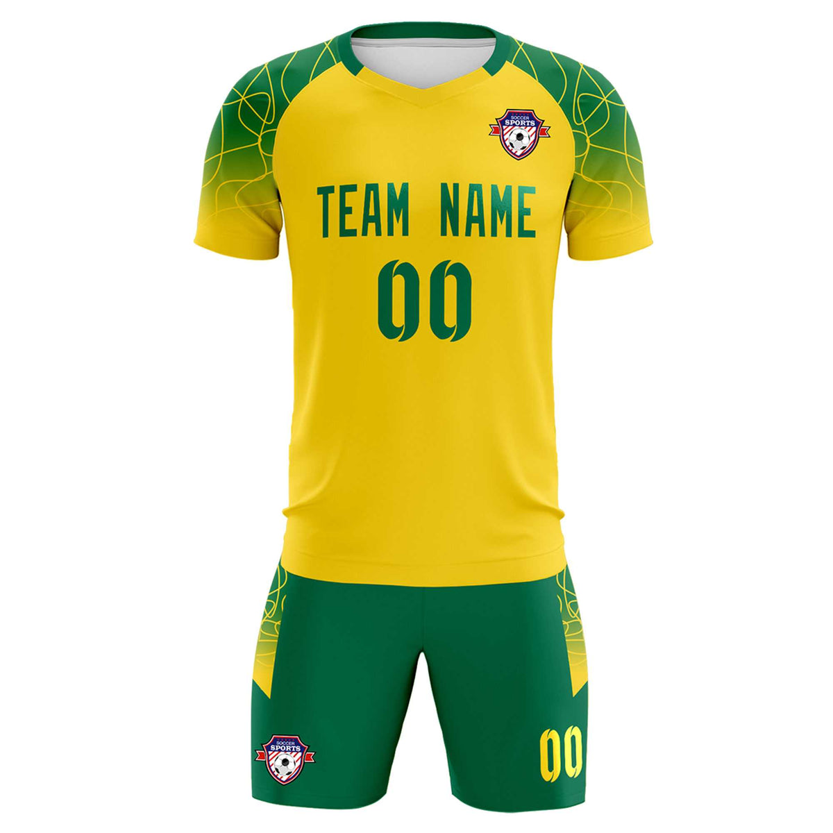 Custom Gold Classic Football Training Kit Jersey For Adults/Kids