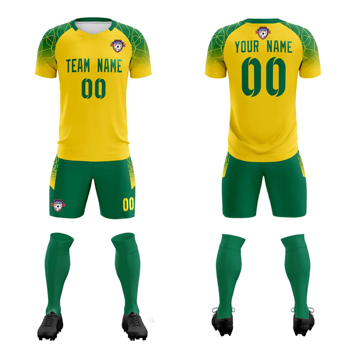 Custom Gold Classic Football Training Kit Jersey For Adults/Kids