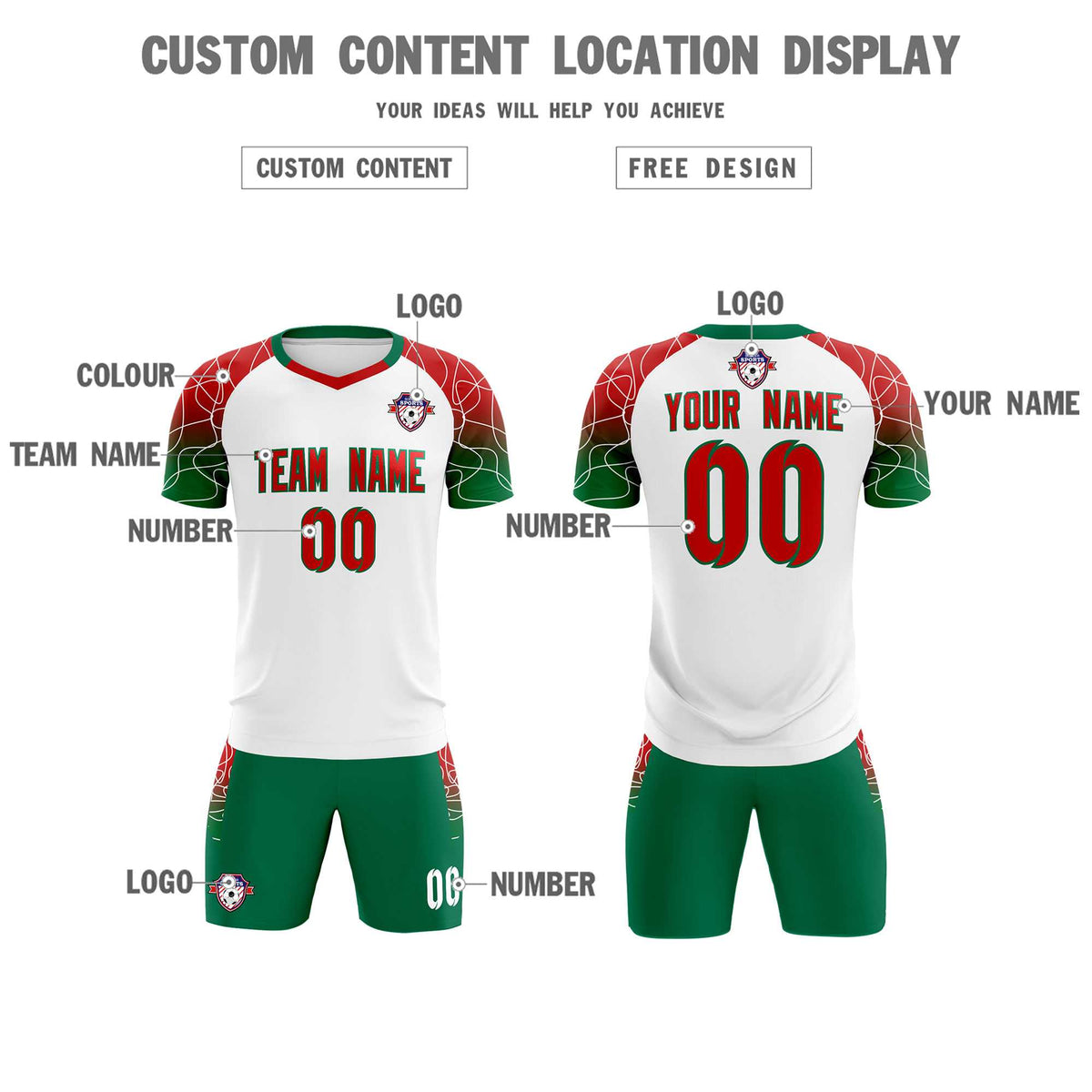 Custom White Classic Football Training Kit Jersey For Adults/Kids