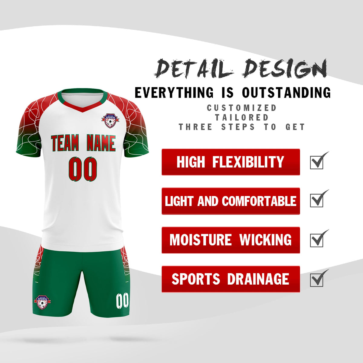 Custom White Classic Football Training Kit Jersey For Adults/Kids