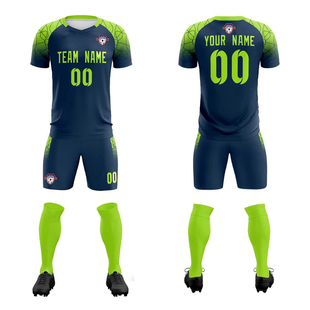 Custom Midnight Blue Classic Football Training Kit Jersey For Adults/Kids