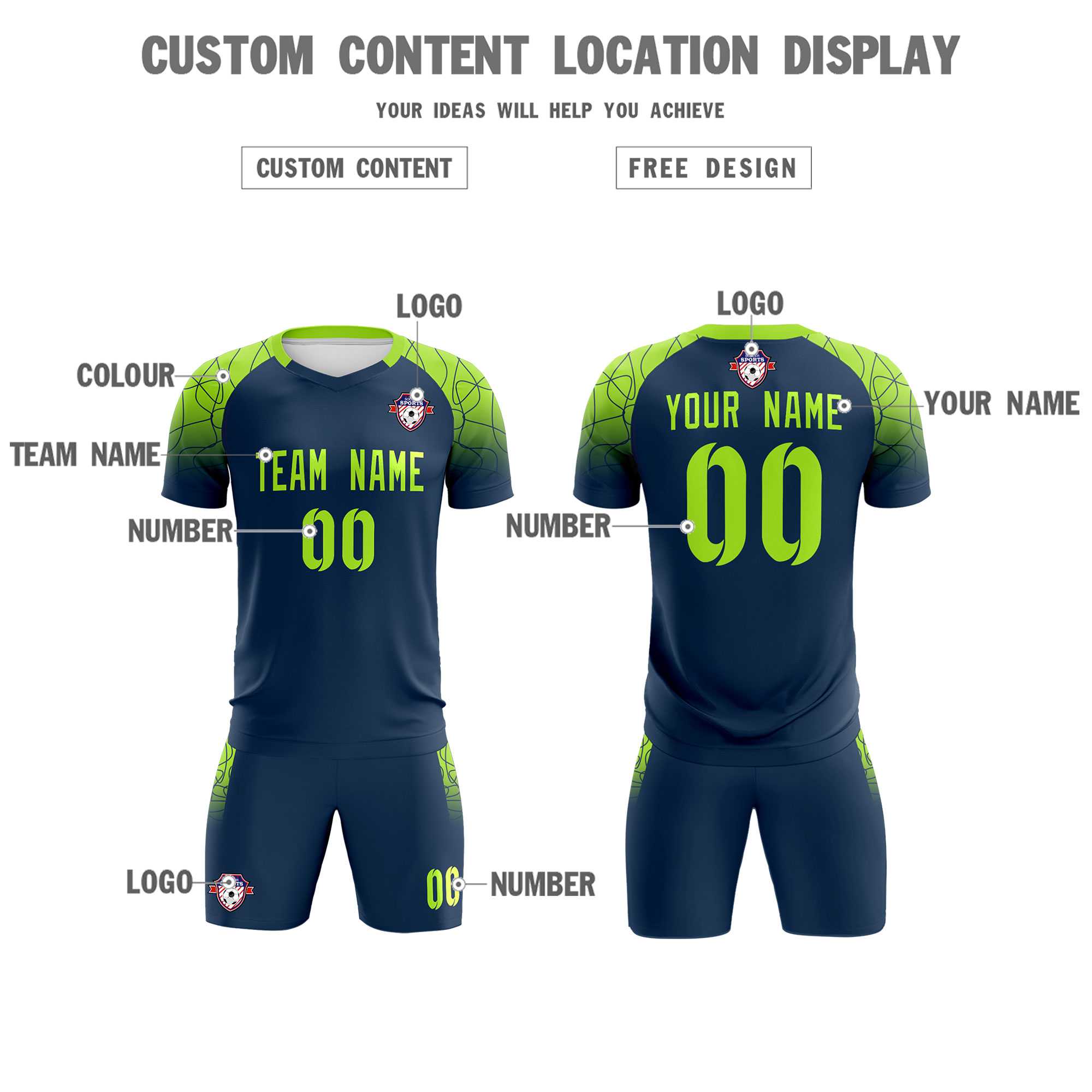 Custom Midnight Blue Classic Football Training Kit Jersey For Adults/Kids