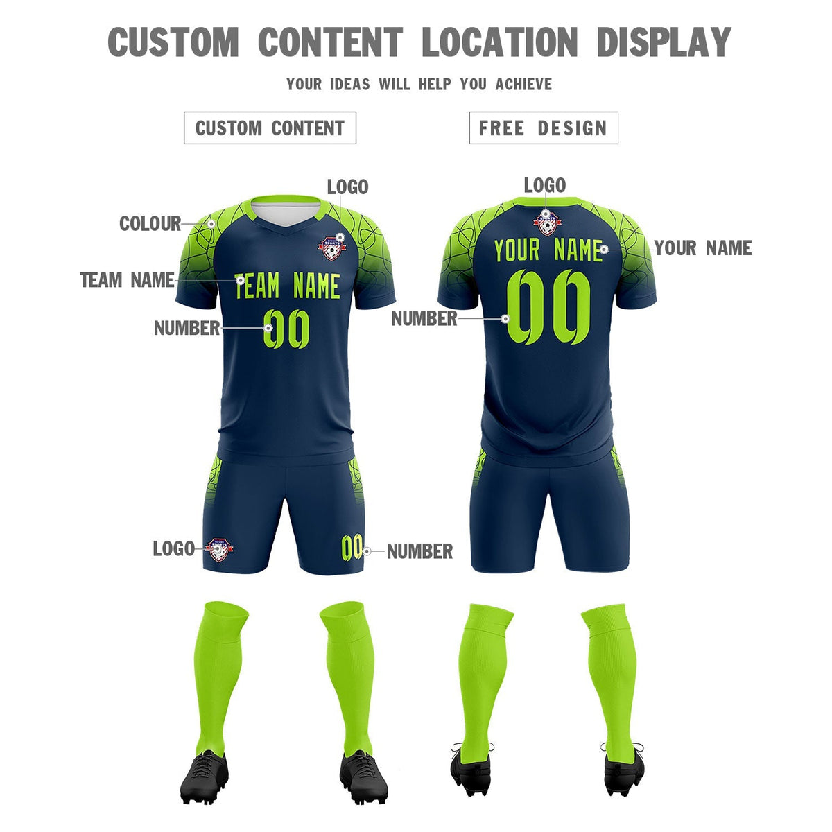 Custom Midnight Blue Classic Football Training Kit Jersey For Adults/Kids