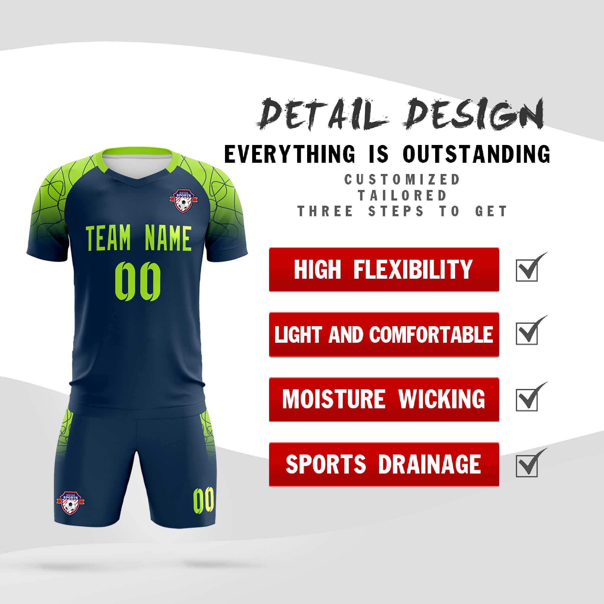 Custom Midnight Blue Classic Football Training Kit Jersey For Adults/Kids