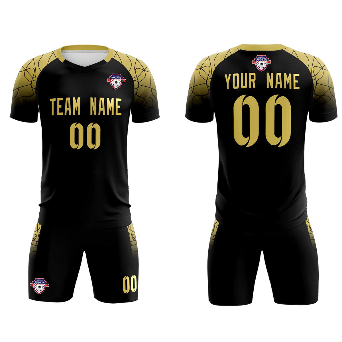 Custom Black Classic Football Training Kit Jersey For Adults/Kids