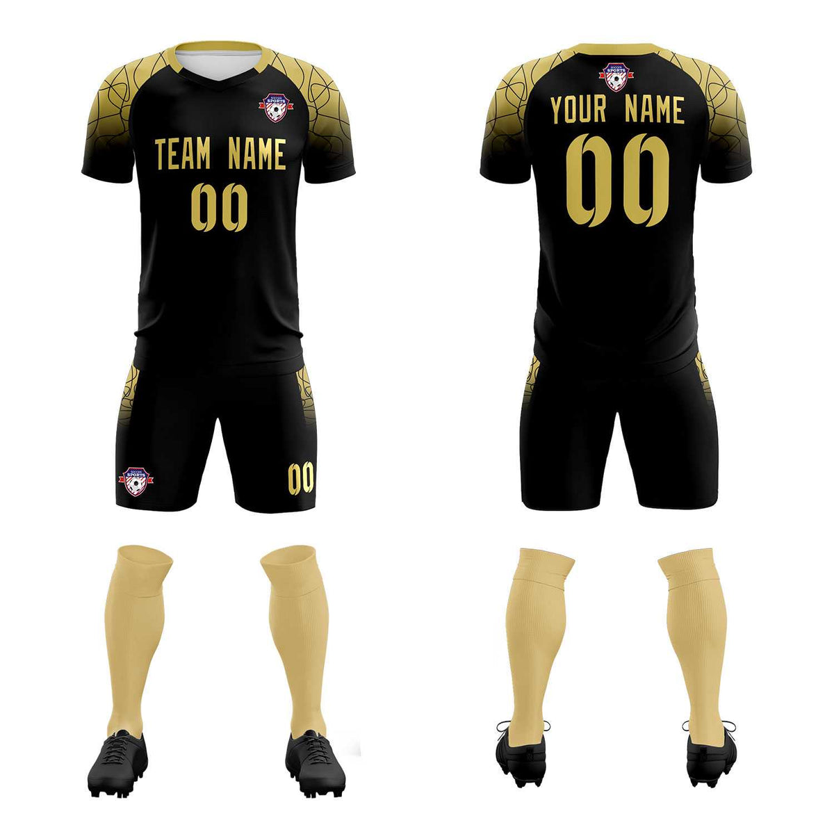 Custom Black Classic Football Training Kit Jersey For Adults/Kids