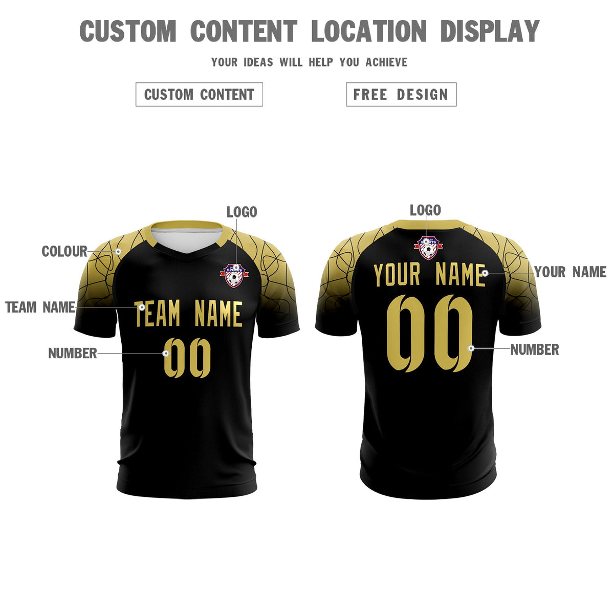 Custom Black Classic Football Training Kit Jersey For Adults/Kids