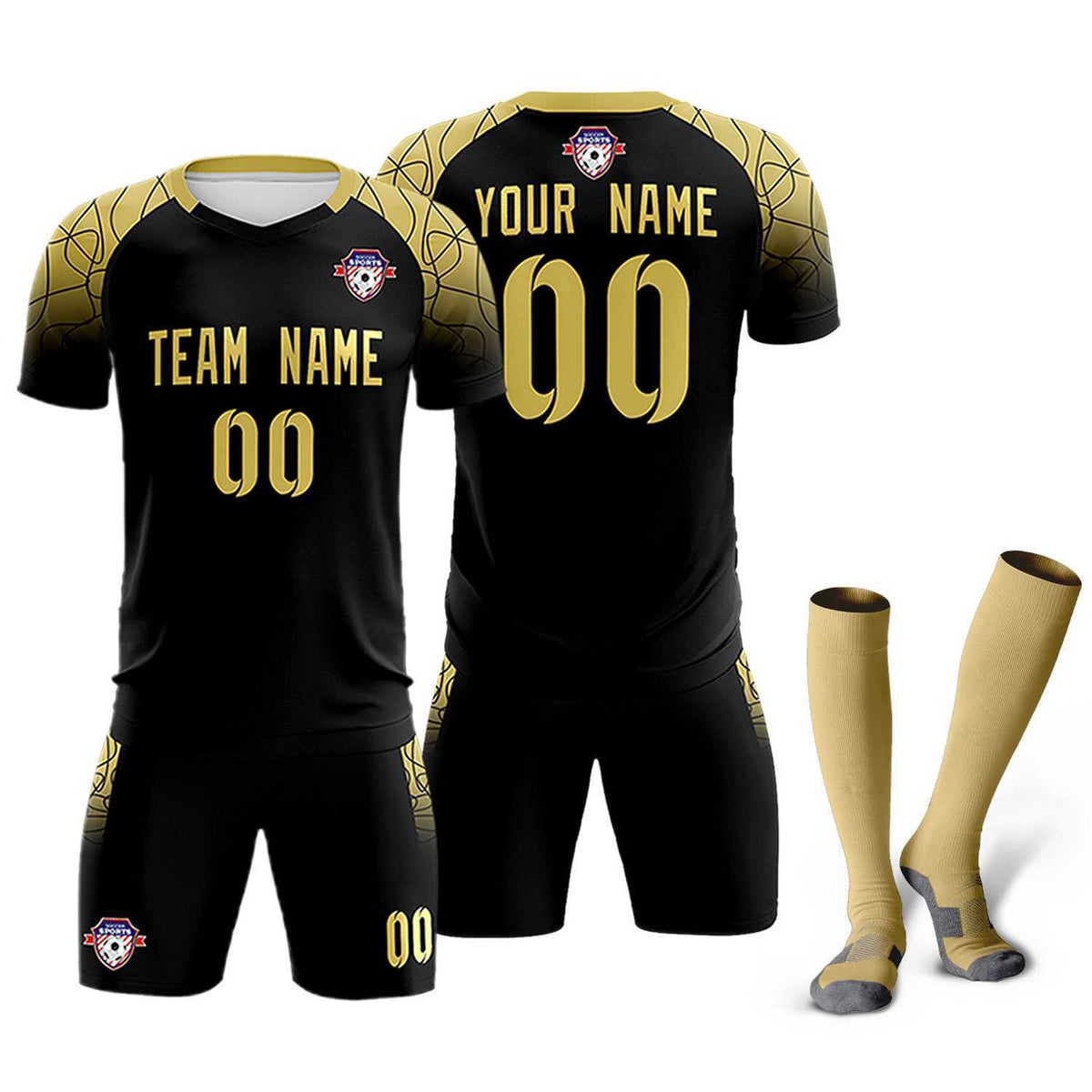 Custom Black Classic Football Training Kit Jersey For Adults/Kids