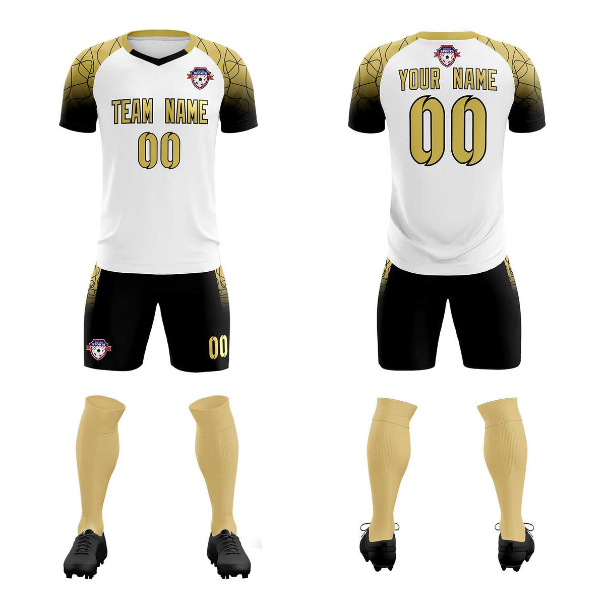 Custom White Classic Football Training Kit Jersey For Adults/Kids
