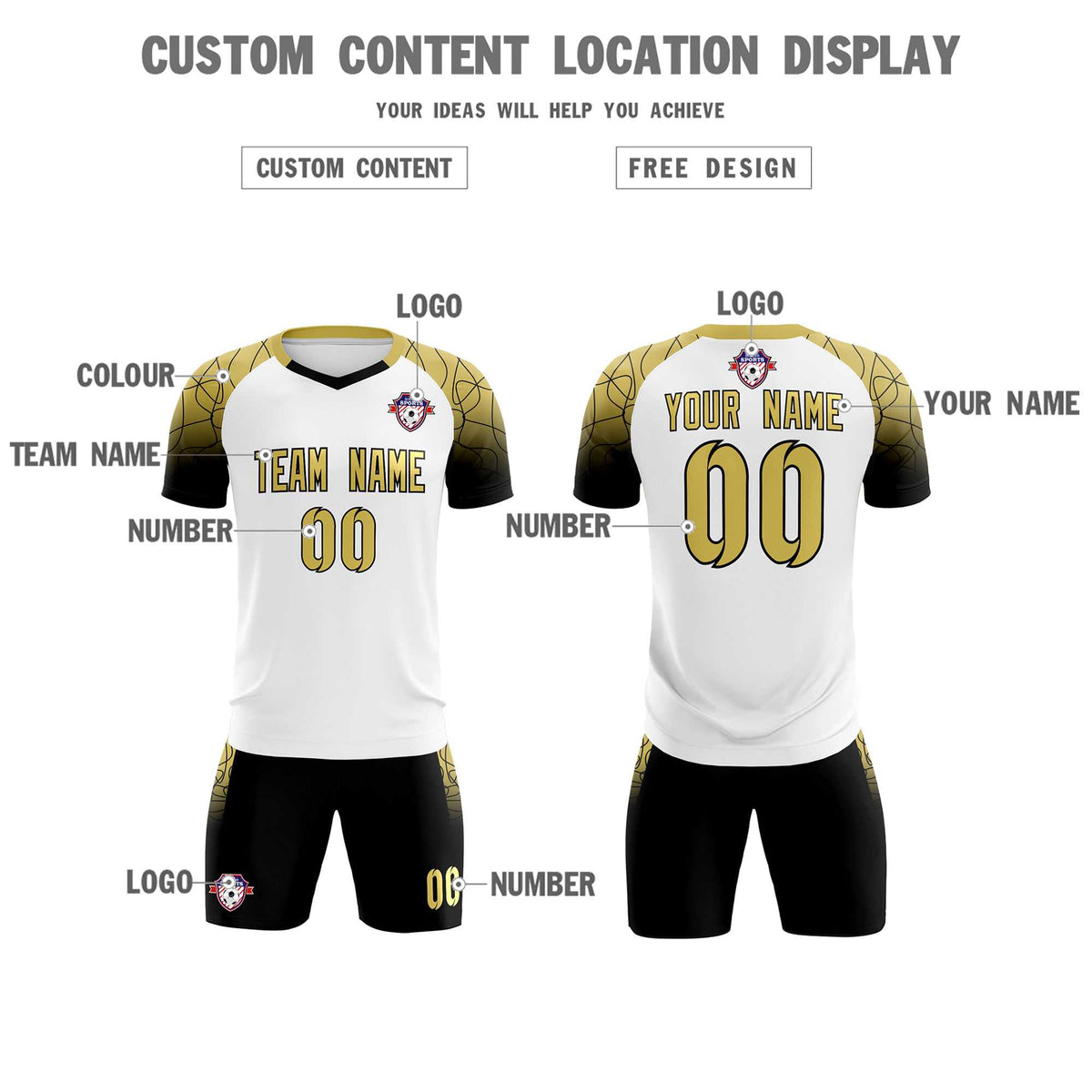 Custom White Classic Football Training Kit Jersey For Adults/Kids