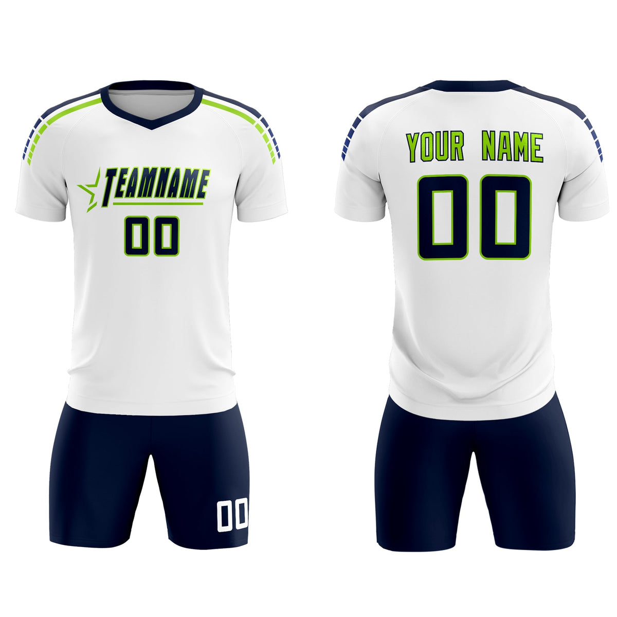 Custom White Raglan Shoulder Striped Football Kit Jersey