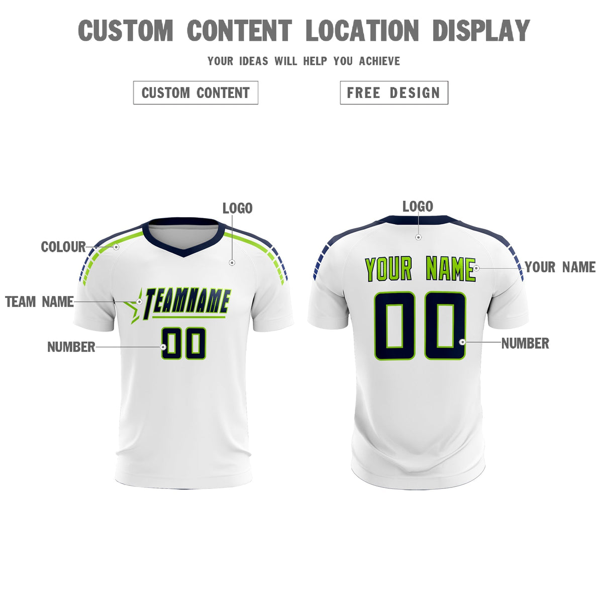 Custom White Raglan Shoulder Striped Football Kit Jersey
