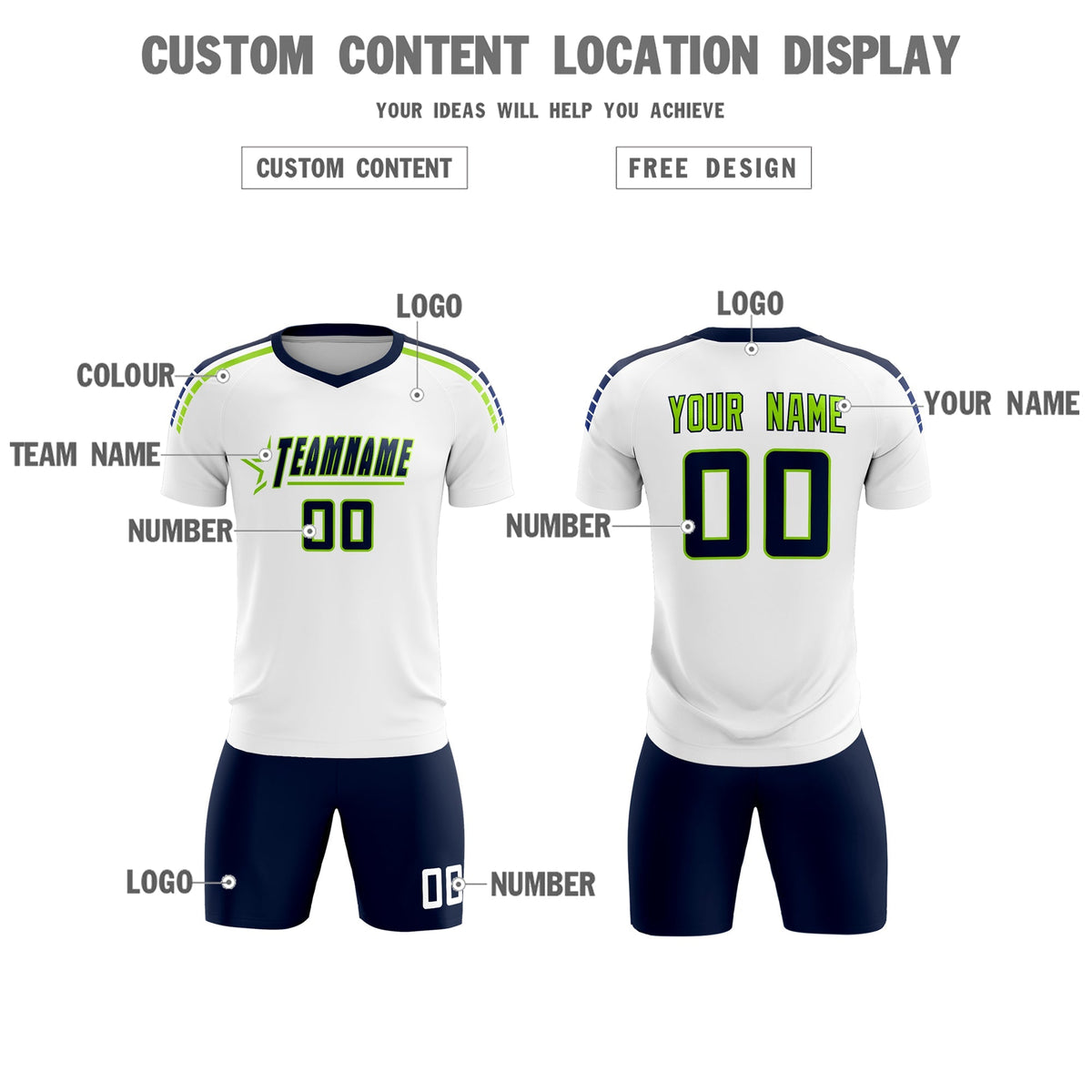 Custom White Raglan Shoulder Striped Football Kit Jersey