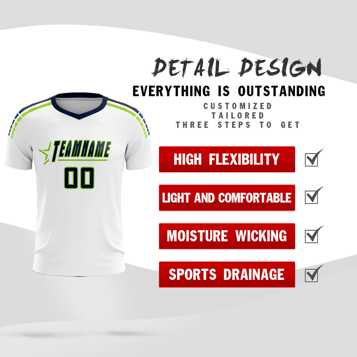 Custom White Raglan Shoulder Striped Football Kit Jersey