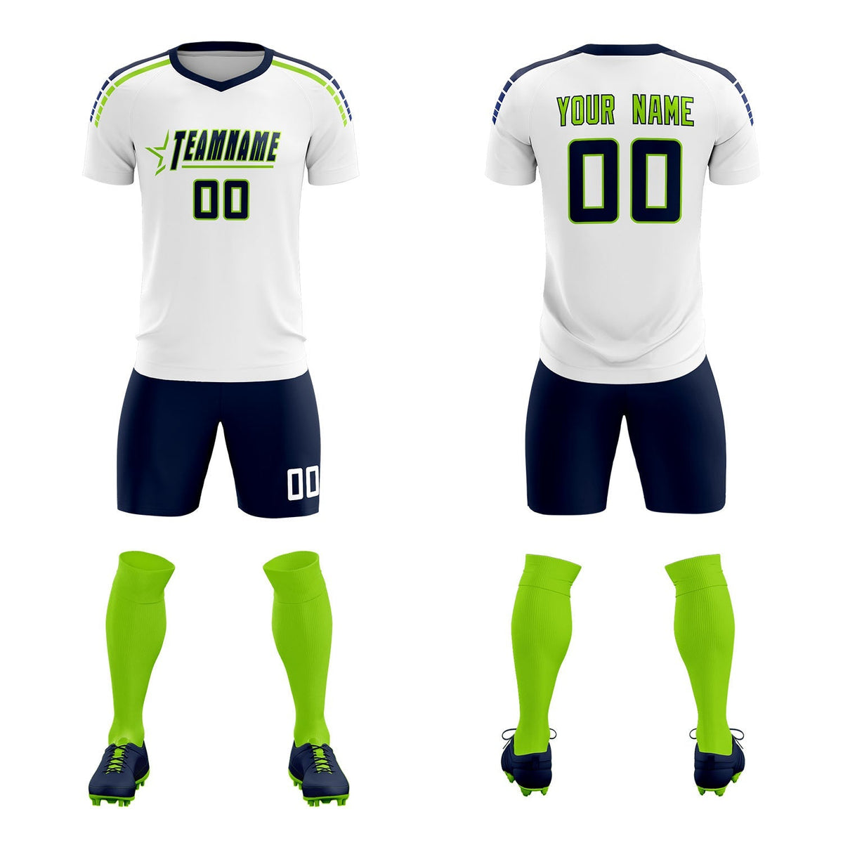 Custom White Raglan Shoulder Striped Football Kit Jersey