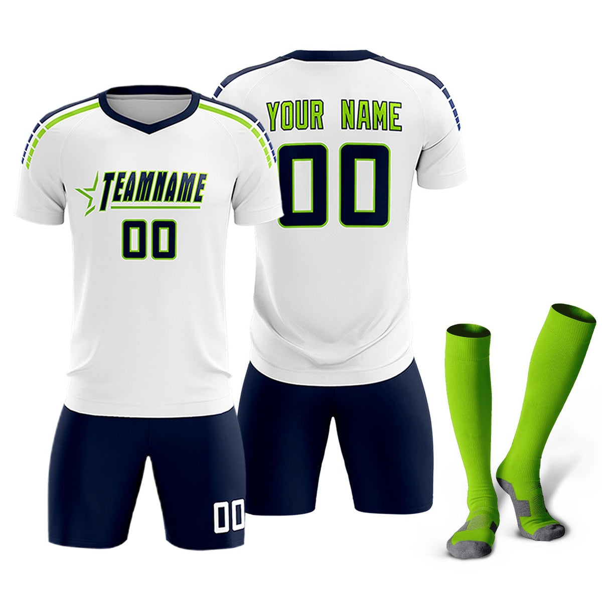 Custom White Raglan Shoulder Striped Football Kit Jersey