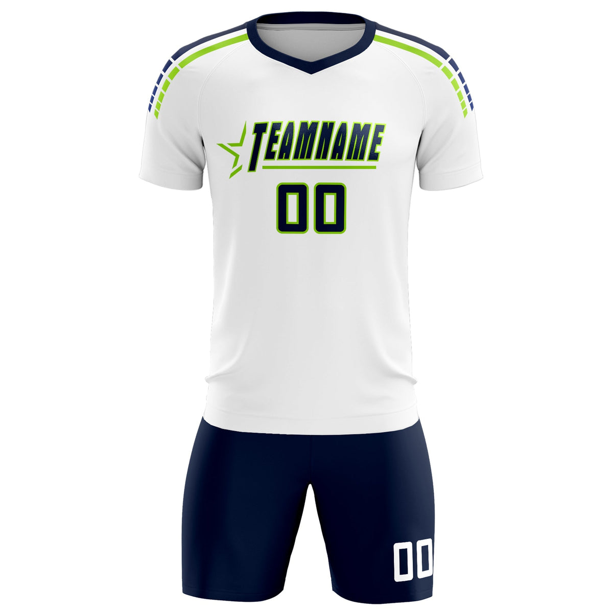 Custom White Raglan Shoulder Striped Football Kit Jersey