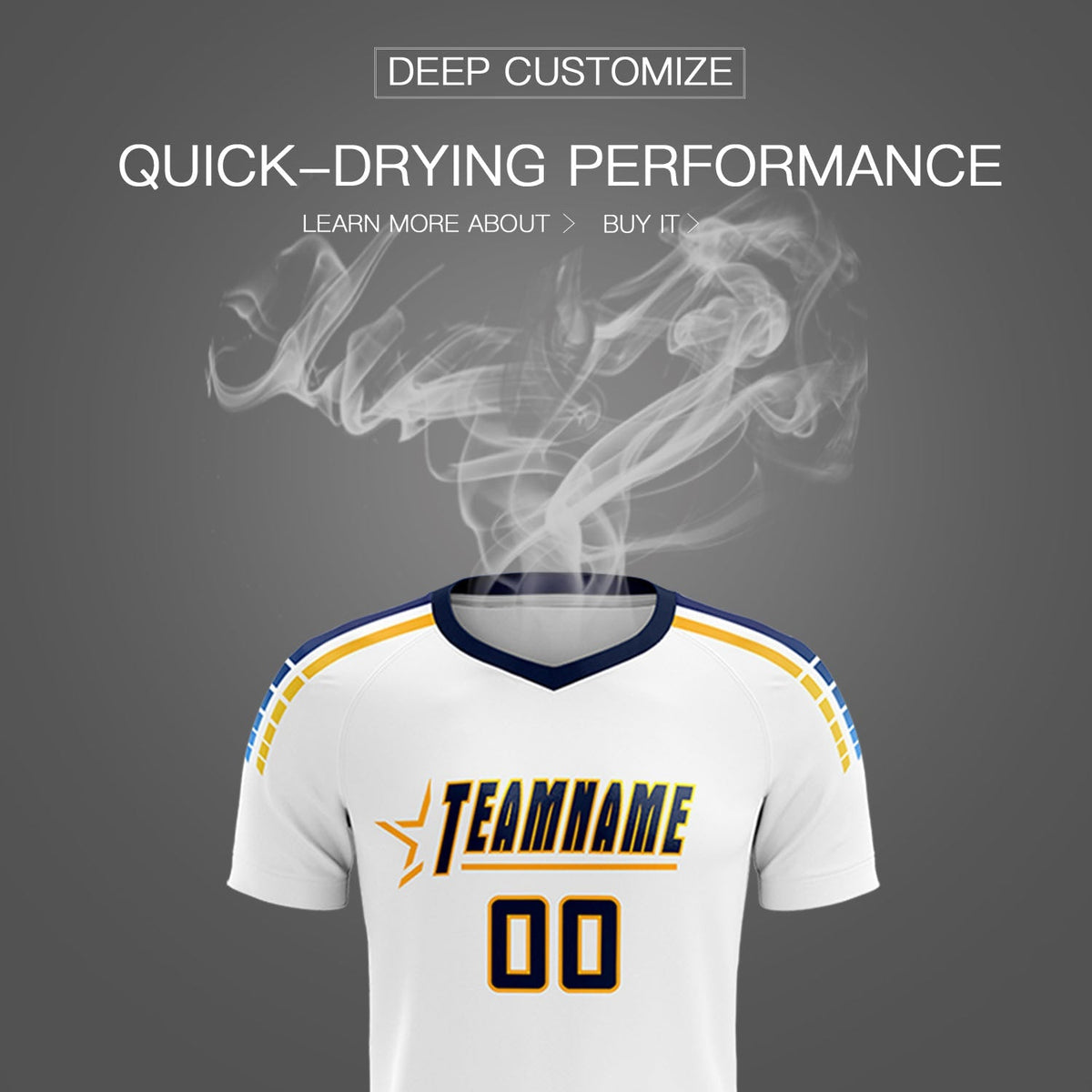 Custom White Raglan Shoulder Striped Football Kit Jersey