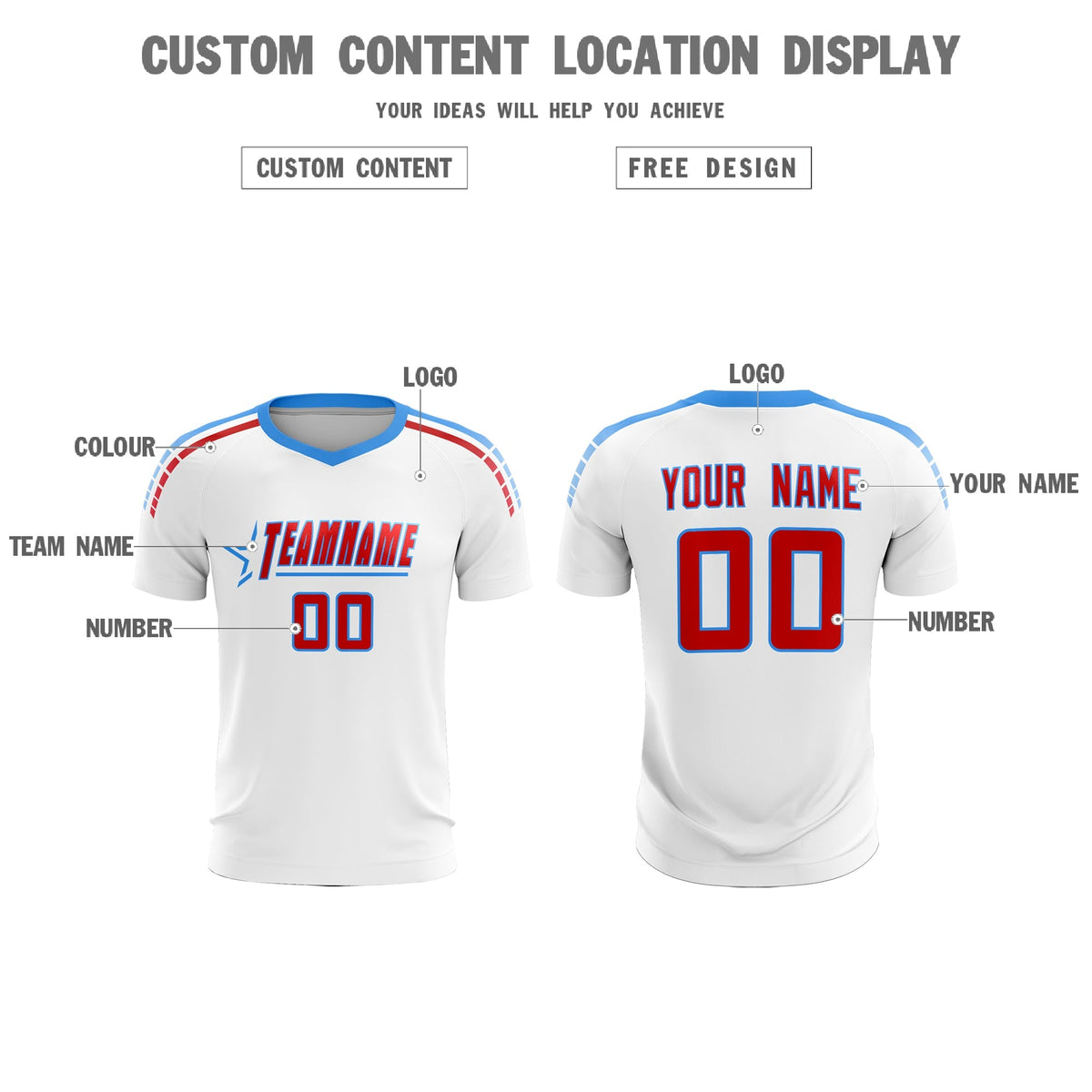 Custom White Raglan Shoulder Striped Football Kit Jersey
