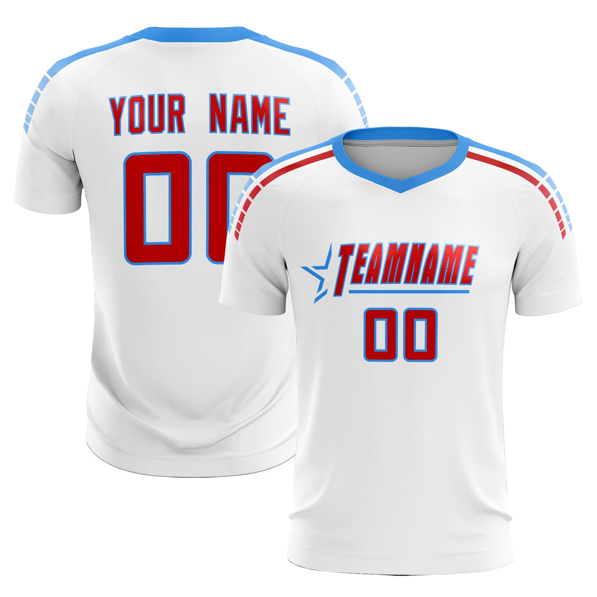 Custom White Raglan Shoulder Striped Football Kit Jersey