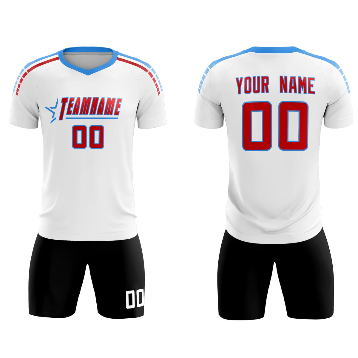 Custom White Raglan Shoulder Striped Football Kit Jersey