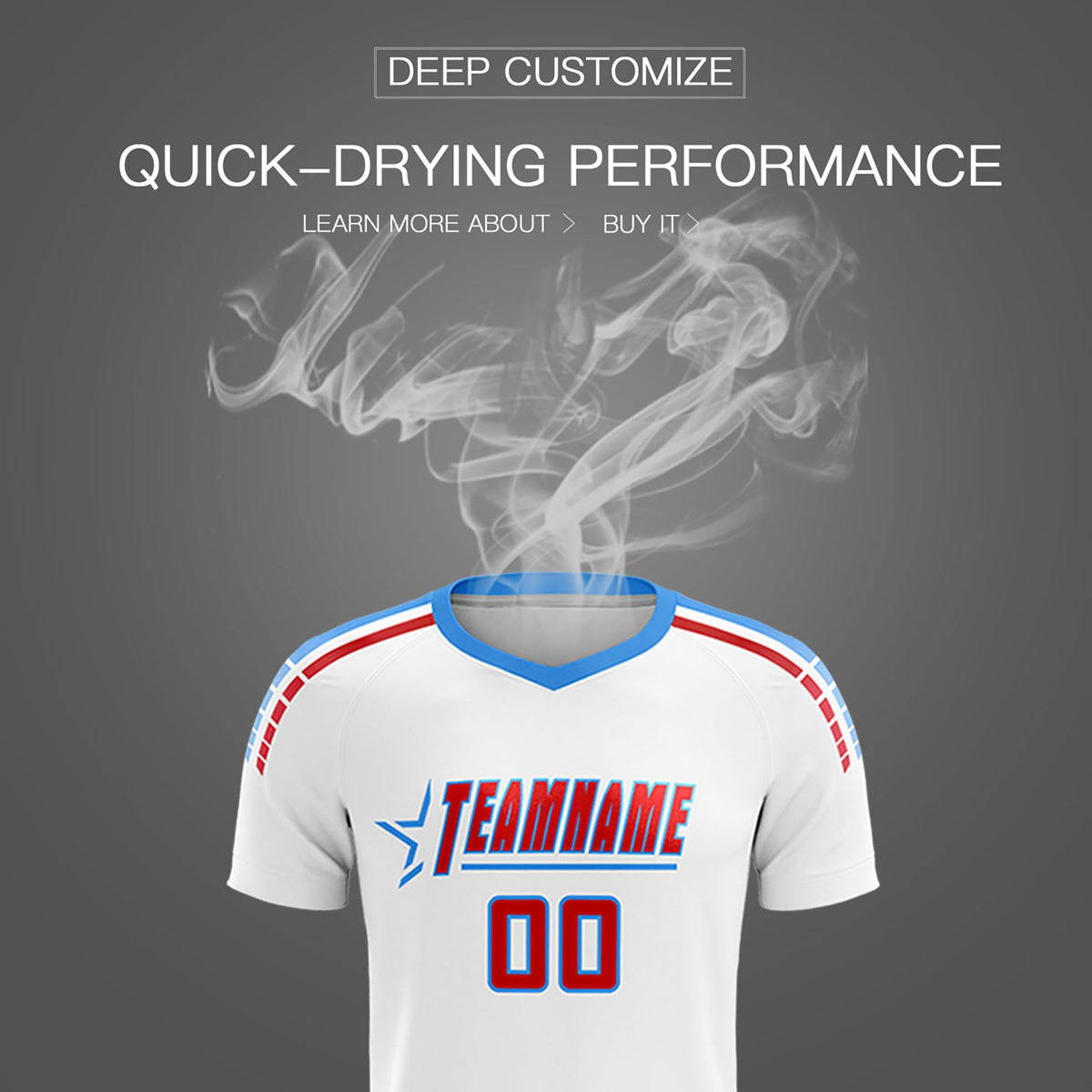 Custom White Raglan Shoulder Striped Football Kit Jersey