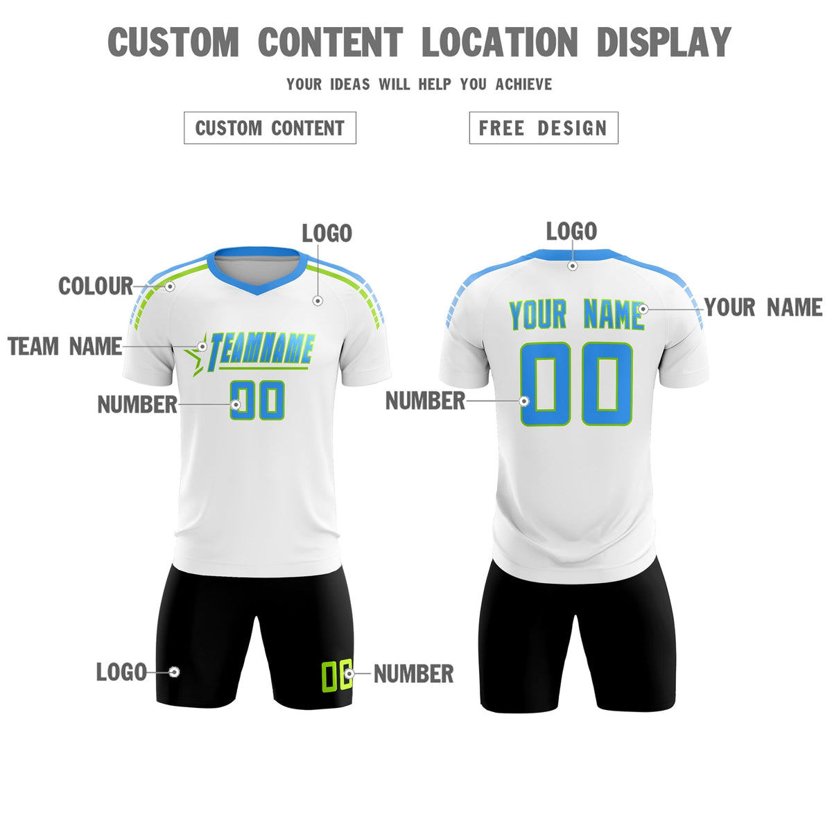Custom White Raglan Shoulder Striped Football Kit Jersey