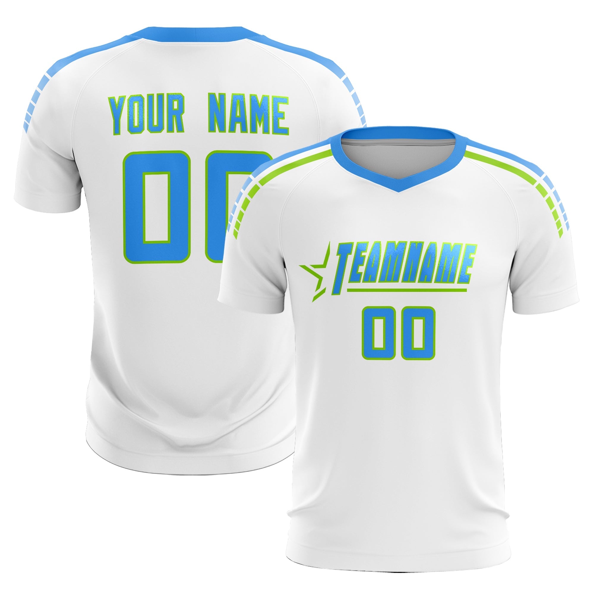 Custom White Raglan Shoulder Striped Football Kit Jersey