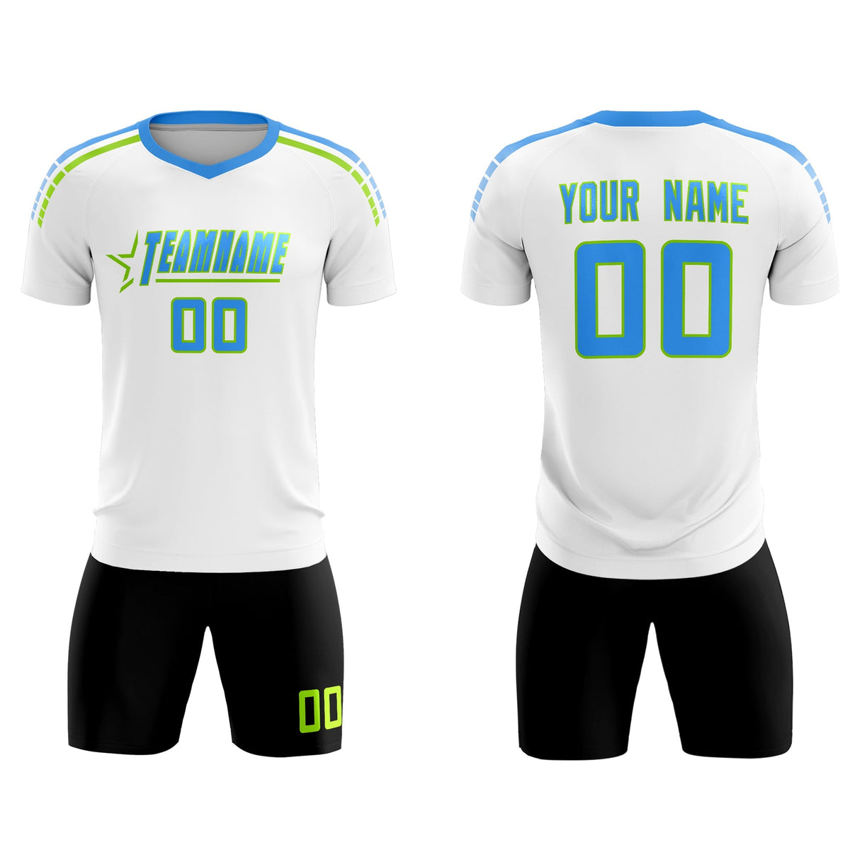 Custom White Raglan Shoulder Striped Football Kit Jersey