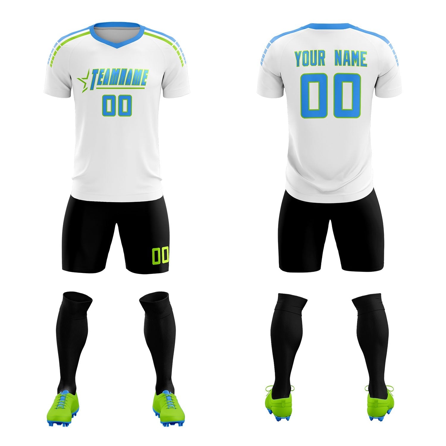Custom White Raglan Shoulder Striped Football Kit Jersey