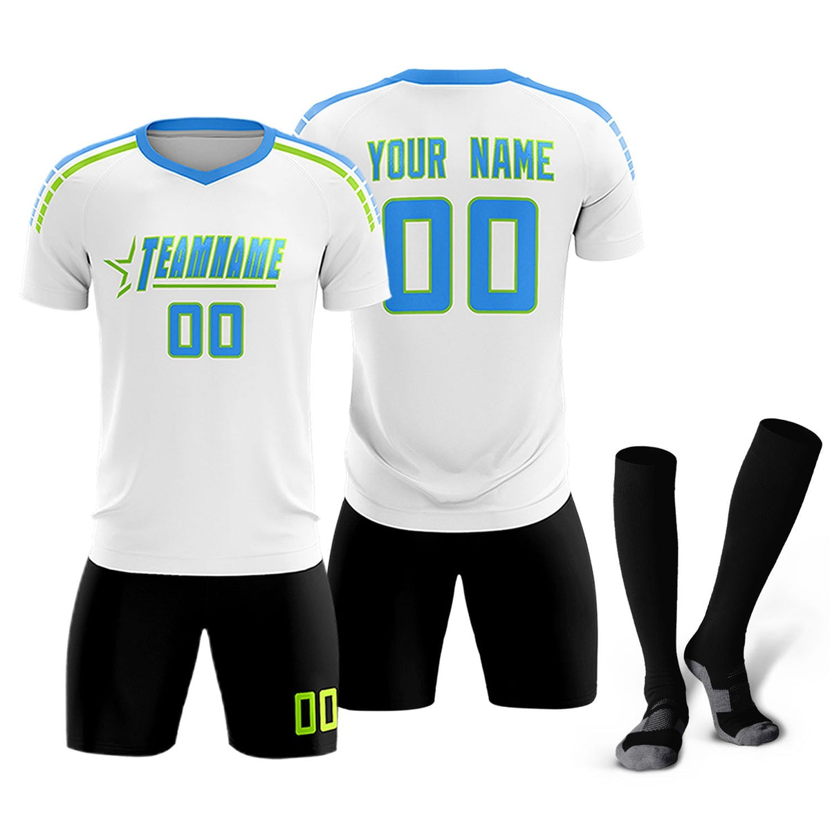 Custom White Raglan Shoulder Striped Football Kit Jersey
