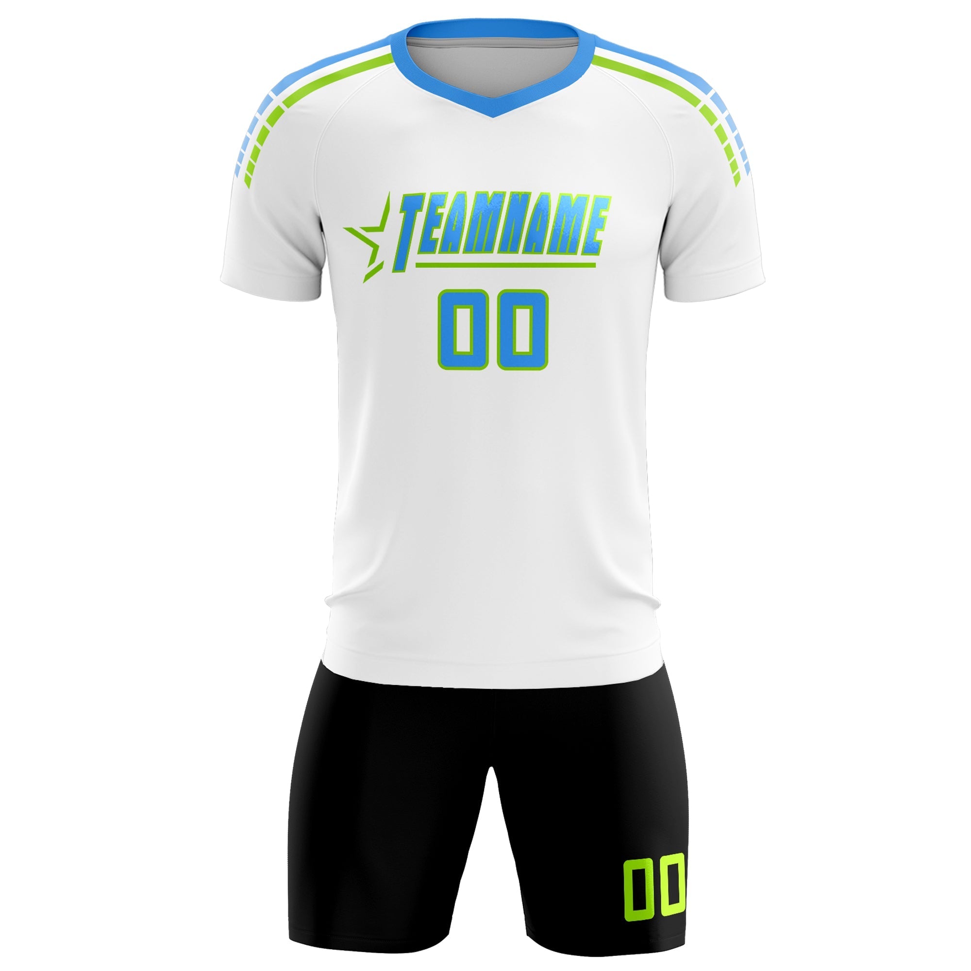 Custom White Raglan Shoulder Striped Football Kit Jersey