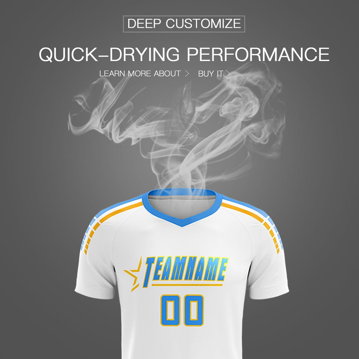 Custom White Raglan Shoulder Striped Football Kit Jersey